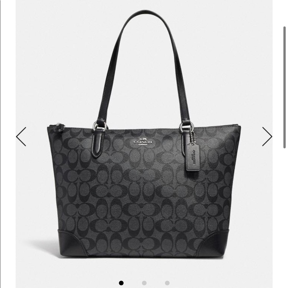 Coach Zip Top Tote In Signature Canvas